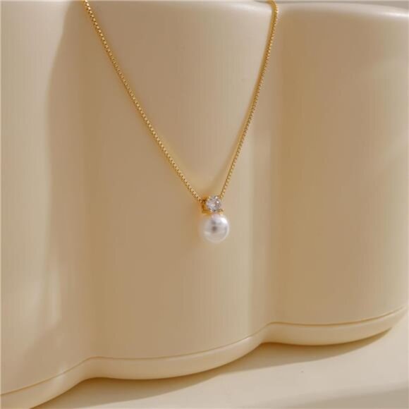 14K Gold Plated Natural Pearl Necklace | Dainty Adjustable Choker 16.5β - Picture 4 of 4